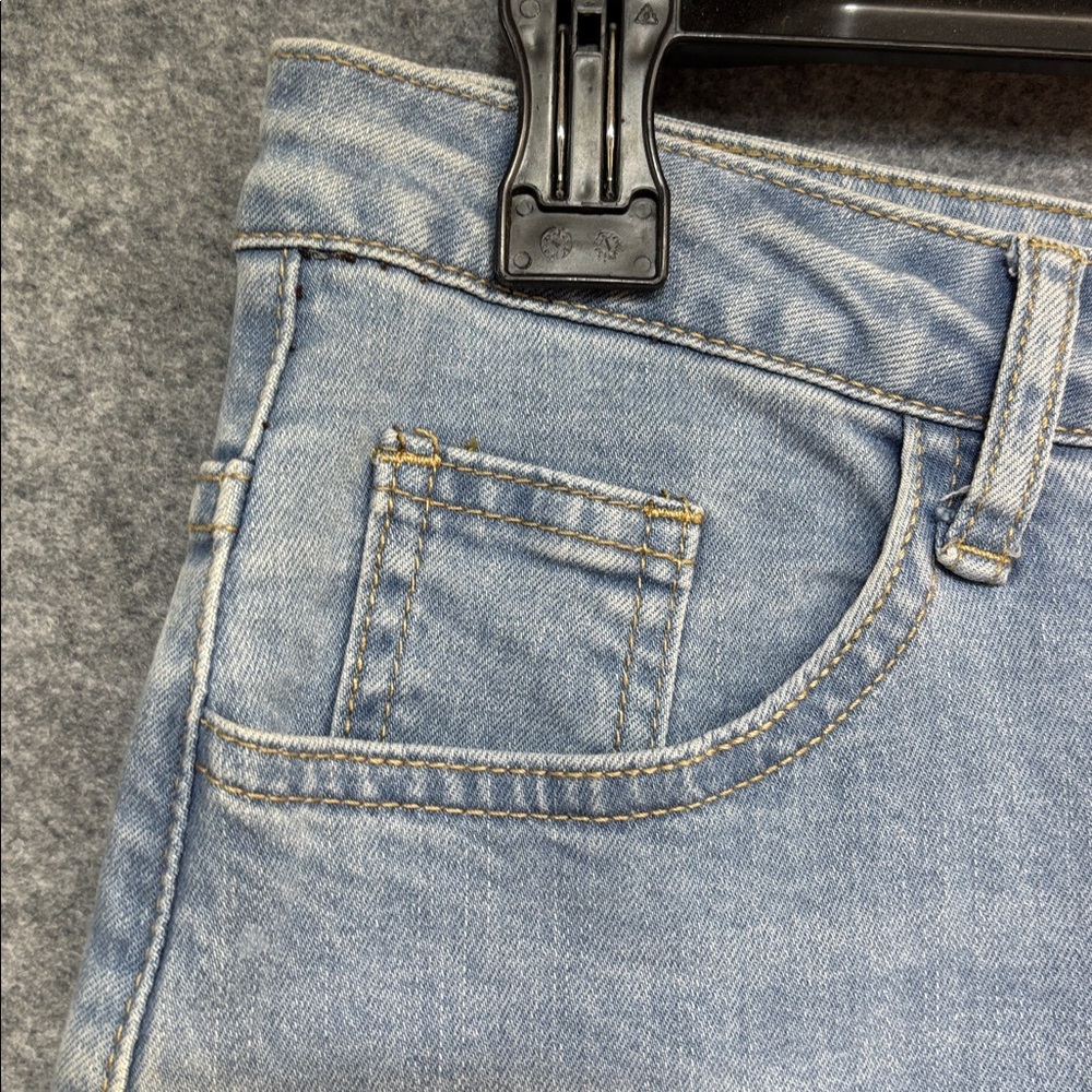 Good Time USA Denim and Lace raw hem pocket cotton viscose Skirt L - Picture 5 of 11
